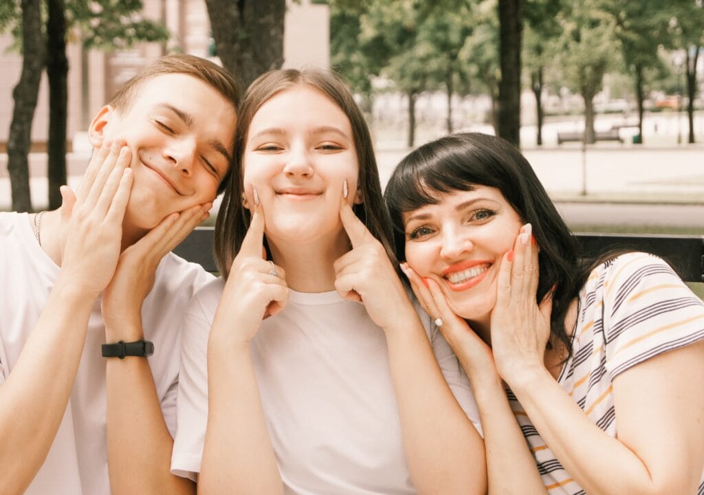 Mom and Kids Smiling